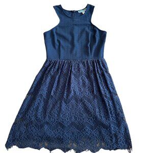 Dina Be Francesca Womens Sleeveless Dark Blue Dress with Lace Lined  Size M